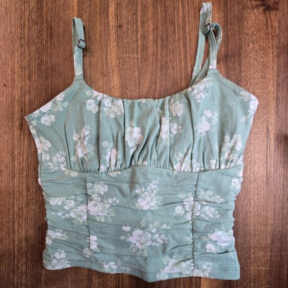 Hollister Green Floral Print Cami XS - Picture 1 of 5